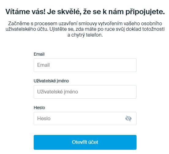 Registrace účtu u brokera DEGIRO.cz