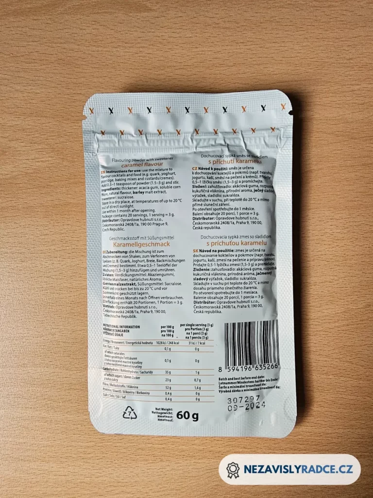 Dochucovací směs Ketomix karamel složení