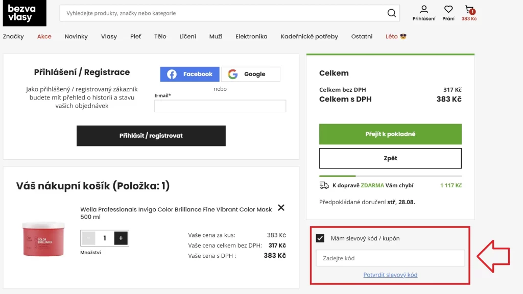 Bezva vlasy slevový kód košík