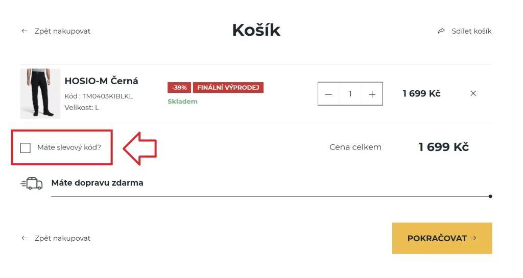 Kilpi slevový kód košík