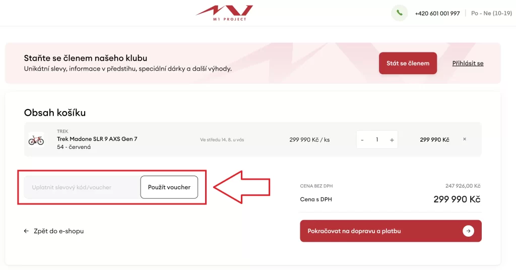 M1 Project slevový kód košík