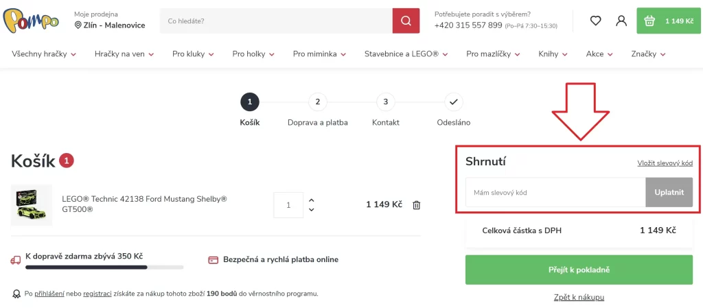 Pompo slevový kód košík