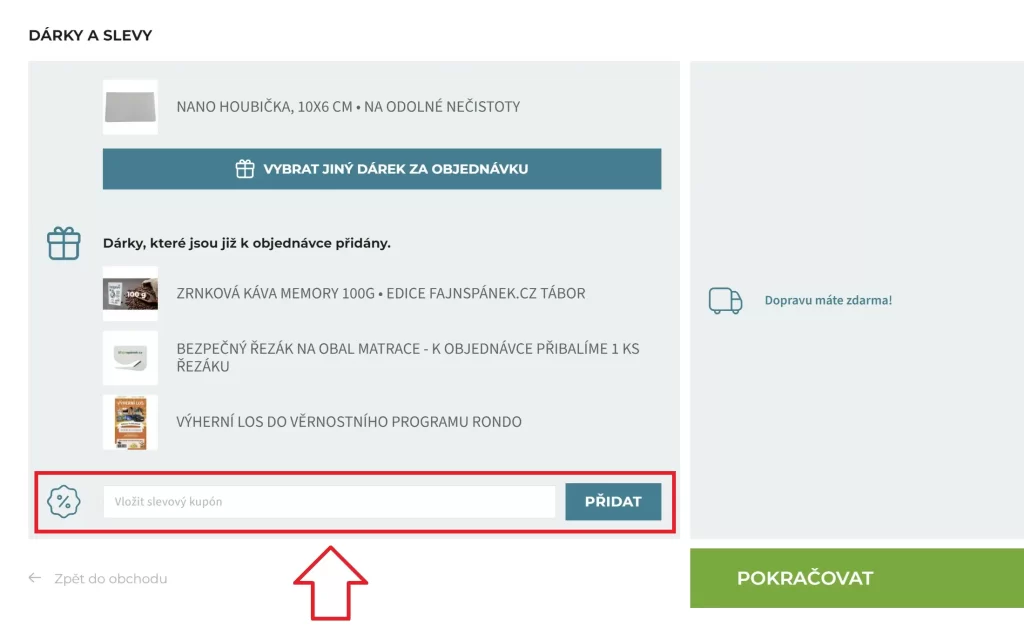 Fajnspánek slevový kód košík