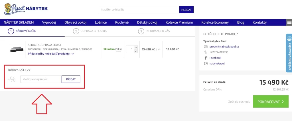 Nábytek Paul slevový kód košík