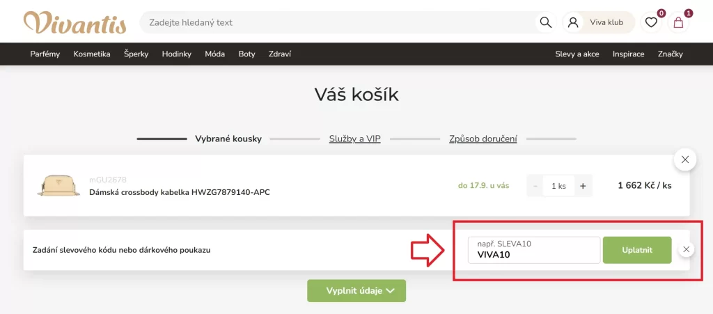 Vivantis slevový kód košík
