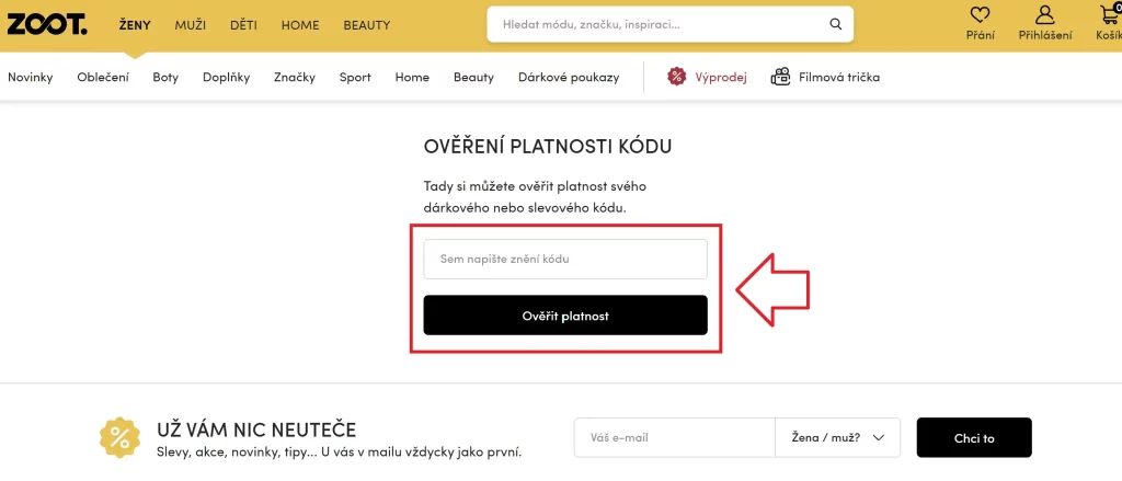 ZOOT ověření platnosti kódu