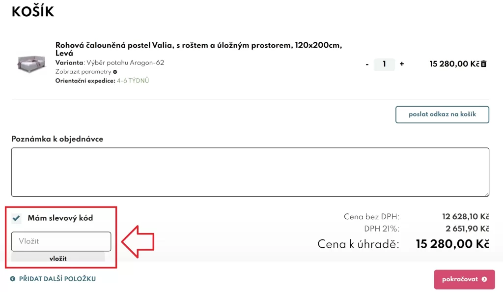 BezvaPostele slevový kód košík