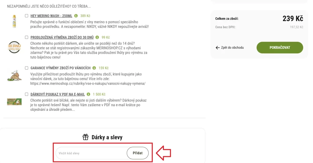 Merinoshop slevový kód košík