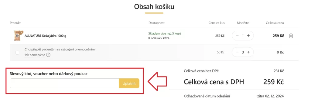 Lékárna slevový kód košík