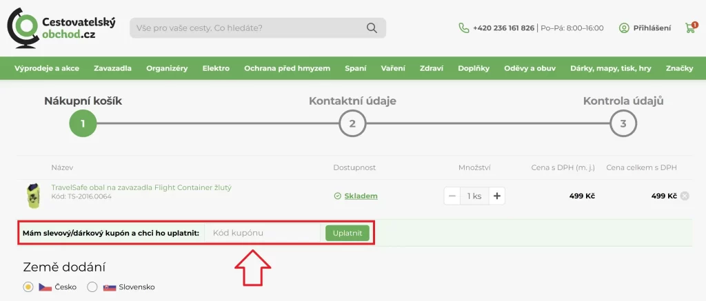 Cestovatelský obchod slevový kupón