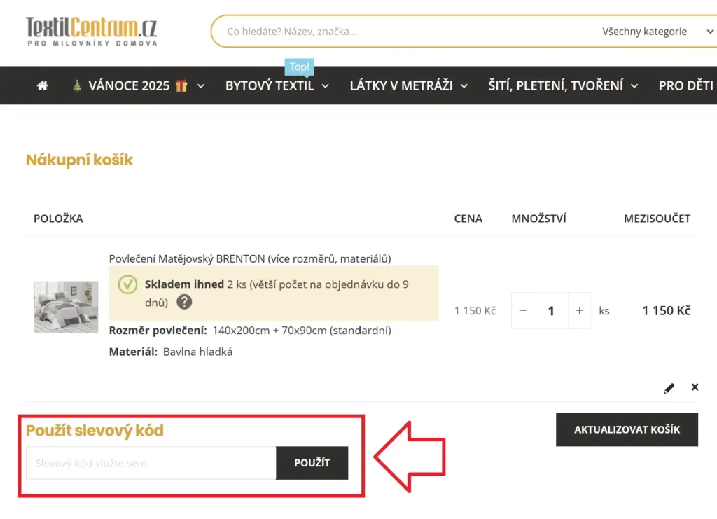 TextilCentrum slevový kupón